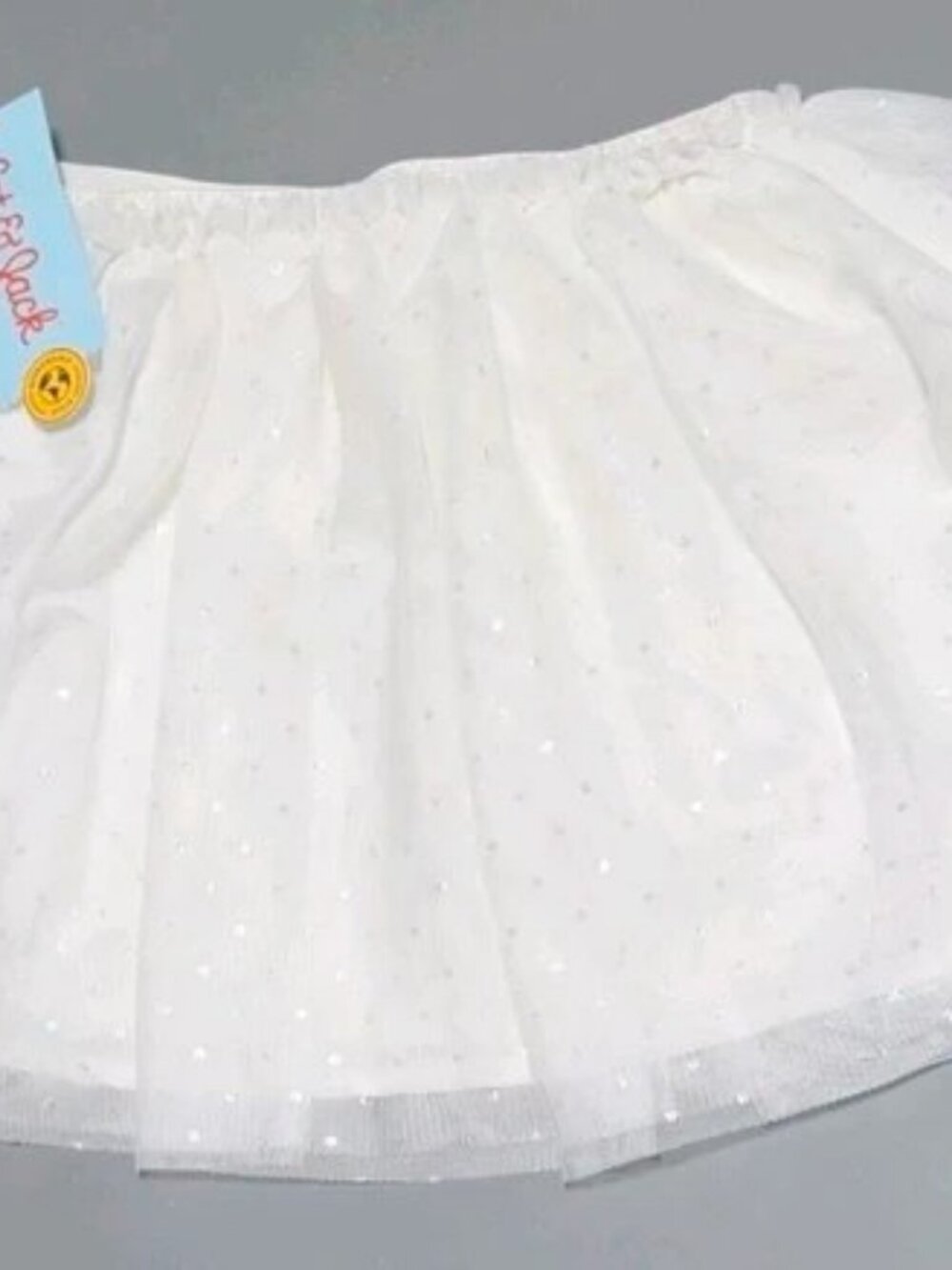 Cat & Jack Girls 4T White Tulle Tutu Skirt Iridescent Polka Dot Pull-On